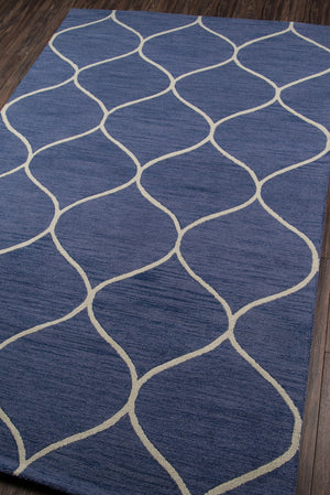 Momeni Newport NP-10 Hand Tufted Contemporary Geometric Indoor Area Rug Blue 9' x 12' NEWPONP-10BLU90C0