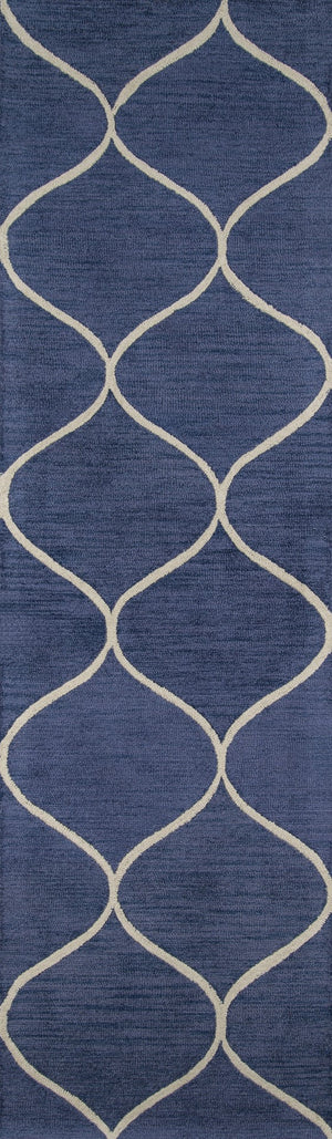 Momeni Newport NP-10 Hand Tufted Contemporary Geometric Indoor Area Rug Blue 9' x 12' NEWPONP-10BLU90C0