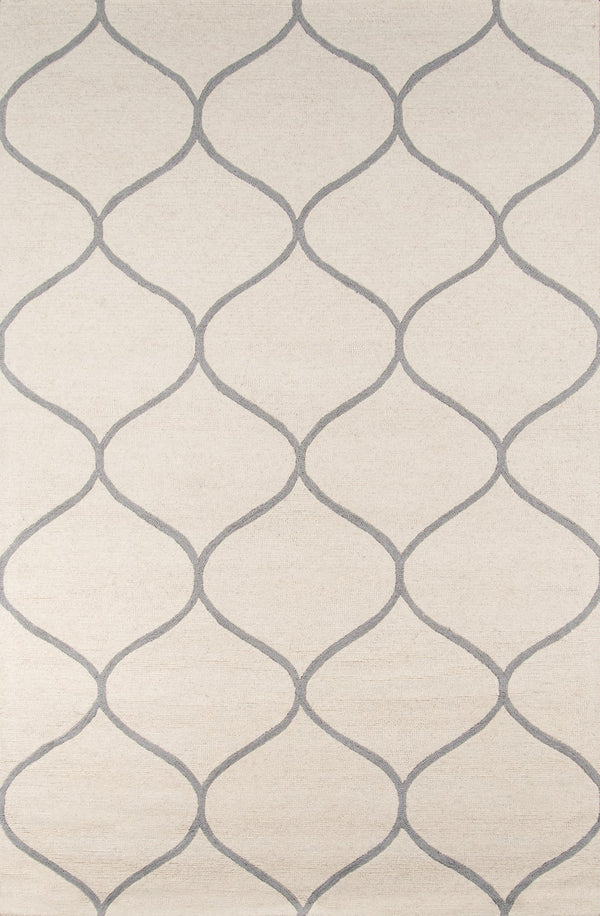 Momeni Newport NP-10 Hand Tufted Contemporary Geometric Indoor Area Rug Ivory 9' x 12' NEWPONP-10IVY90C0