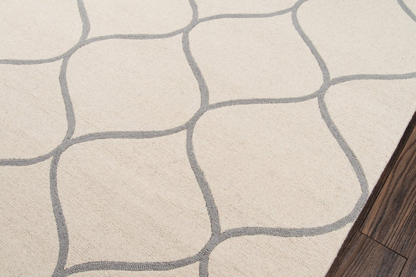 Momeni Newport NP-10 Hand Tufted Contemporary Geometric Indoor Area Rug Ivory 9' x 12' NEWPONP-10IVY90C0