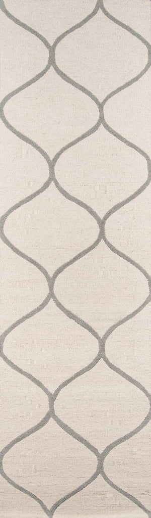 Momeni Newport NP-10 Hand Tufted Contemporary Geometric Indoor Area Rug Ivory 9' x 12' NEWPONP-10IVY90C0