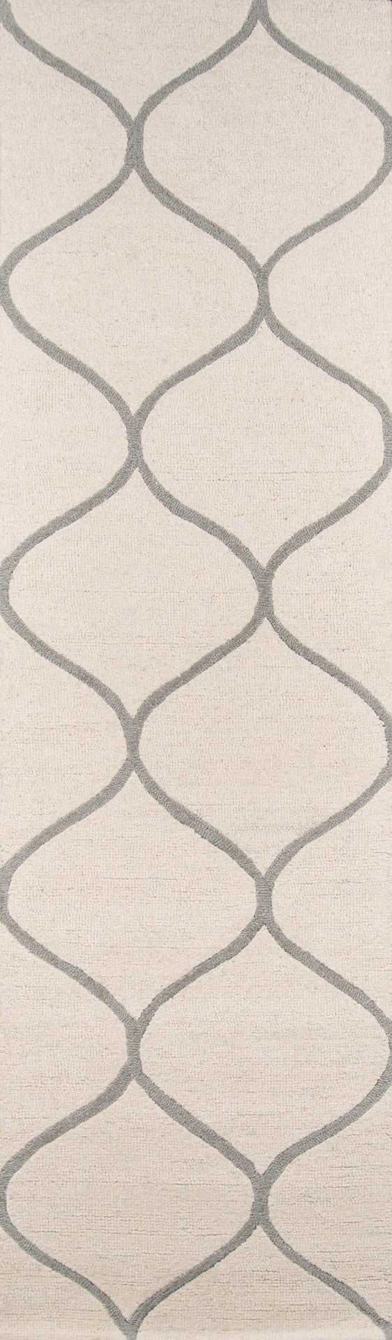 Momeni Newport NP-10 Hand Tufted Contemporary Geometric Indoor Area Rug Ivory 9' x 12' NEWPONP-10IVY90C0