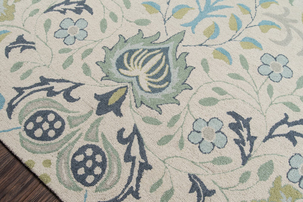 Momeni Newport NP-12 Hand Tufted Casual Floral Indoor Area Rug Blue 9' x 12' NEWPONP-12BLU90C0