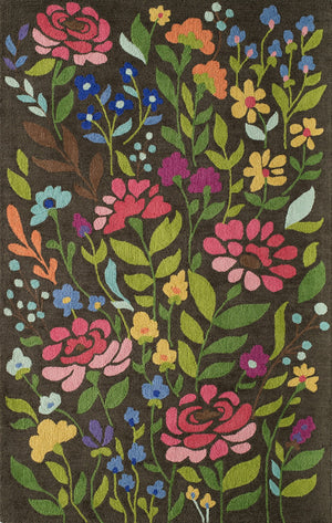 Momeni Newport NP-15 Hand Tufted Casual Floral Indoor Area Rug Brown 9' x 12' NEWPONP-15BRN90C0