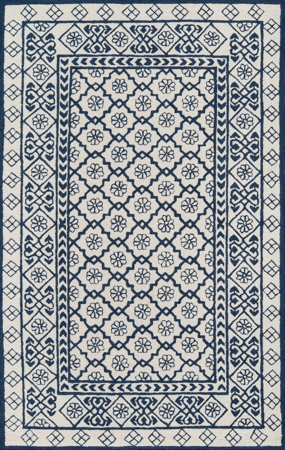 Momeni Newport NP-17 Hand Tufted Contemporary Geometric Indoor Area Rug Blue 9' x 12' NEWPONP-17BLU90C0