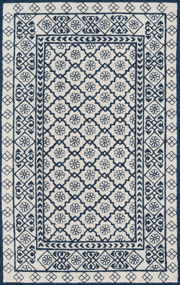 Momeni Newport NP-17 Hand Tufted Contemporary Geometric Indoor Area Rug Blue 9' x 12' NEWPONP-17BLU90C0