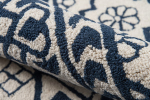 Momeni Newport NP-17 Hand Tufted Contemporary Geometric Indoor Area Rug Blue 9' x 12' NEWPONP-17BLU90C0