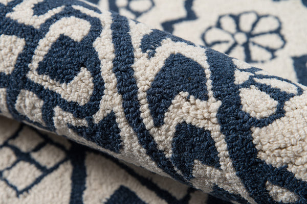 Momeni Newport NP-17 Hand Tufted Contemporary Geometric Indoor Area Rug Blue 9' x 12' NEWPONP-17BLU90C0