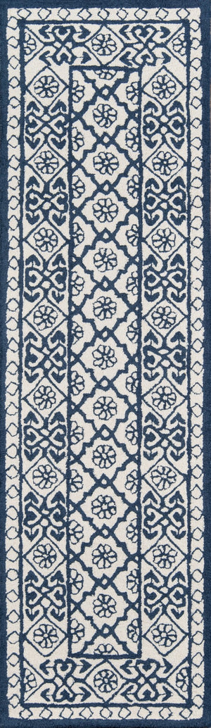 Momeni Newport NP-17 Hand Tufted Contemporary Geometric Indoor Area Rug Blue 9' x 12' NEWPONP-17BLU90C0