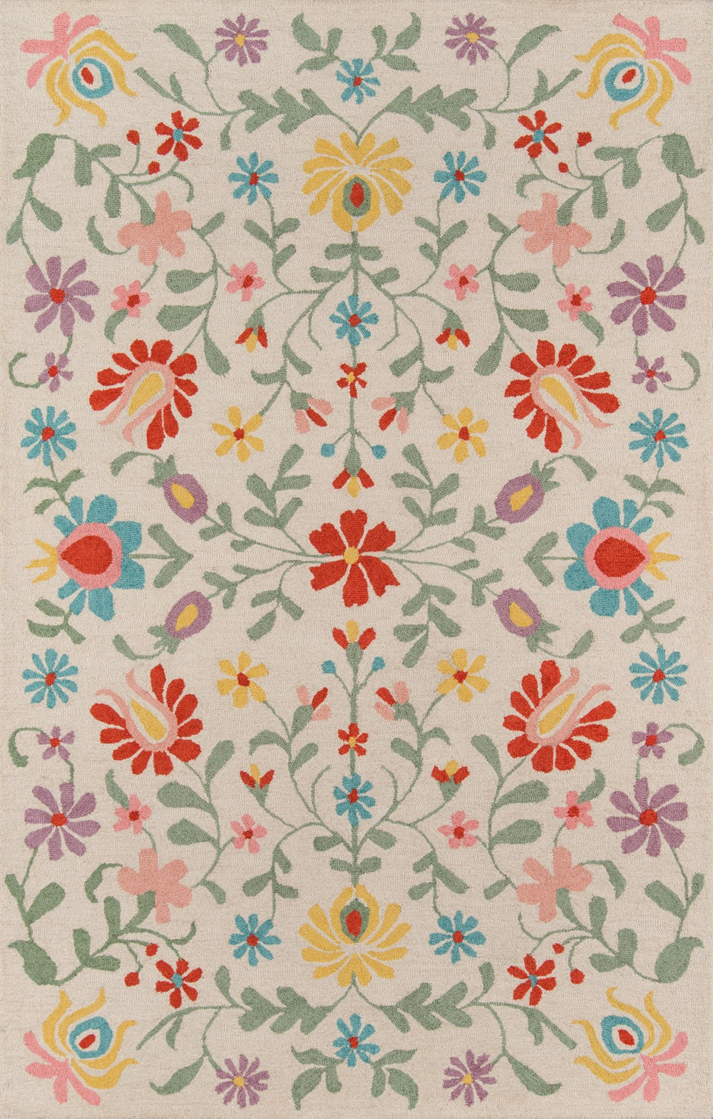 Momeni Newport NP-20 Hand Tufted Casual Floral Indoor Area Rug Ivory 9' x 12' NEWPONP-20IVY90C0