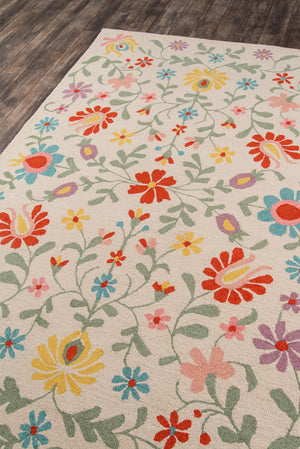 Momeni Newport NP-20 Hand Tufted Casual Floral Indoor Area Rug Ivory 9' x 12' NEWPONP-20IVY90C0