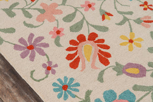 Momeni Newport NP-20 Hand Tufted Casual Floral Indoor Area Rug Ivory 9' x 12' NEWPONP-20IVY90C0