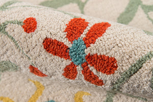 Momeni Newport NP-20 Hand Tufted Casual Floral Indoor Area Rug Ivory 9' x 12' NEWPONP-20IVY90C0