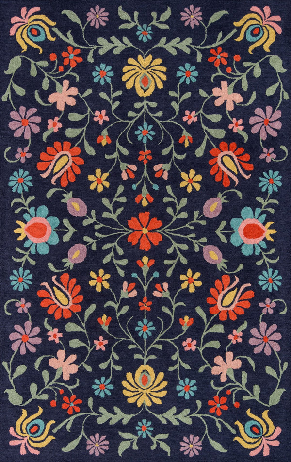 Momeni Newport NP-20 Hand Tufted Casual Floral Indoor Area Rug Navy 9' x 12' NEWPONP-20NVY90C0
