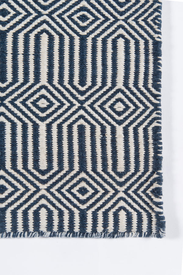 Momeni Erin Gates Newton NWT-1 Hand Woven Contemporary Geometric Indoor/Outdoor Area Rug Navy 9' x 12' NEWTONWT-1NVY90C0