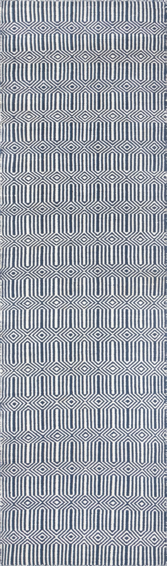 Momeni Erin Gates Newton NWT-1 Hand Woven Contemporary Geometric Indoor/Outdoor Area Rug Navy 9' x 12' NEWTONWT-1NVY90C0