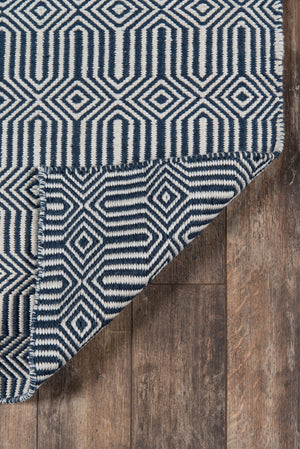 Momeni Erin Gates Newton NWT-1 Hand Woven Contemporary Geometric Indoor/Outdoor Area Rug Navy 9' x 12' NEWTONWT-1NVY90C0