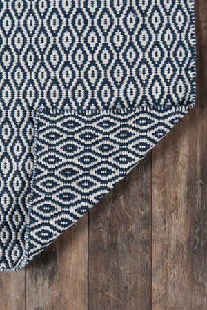 Momeni Erin Gates Newton NWT-3 Hand Woven Contemporary Geometric Indoor/Outdoor Area Rug Navy 9' x 12' NEWTONWT-3NVY90C0