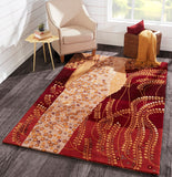 Momeni New Wave NW-01 Hand Tufted Contemporary Abstract Indoor Area Rug Burgundy 9'6" x 13'6" NEWWANW-01BUR96D6