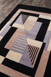 Momeni New Wave NW-06 Hand Tufted Contemporary Geometric Indoor Area Rug Black 9'6" x 13'6" NEWWANW-06BLK96D6