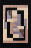 Momeni New Wave NW-06 Hand Tufted Contemporary Geometric Indoor Area Rug Black 9'6" x 13'6" NEWWANW-06BLK96D6