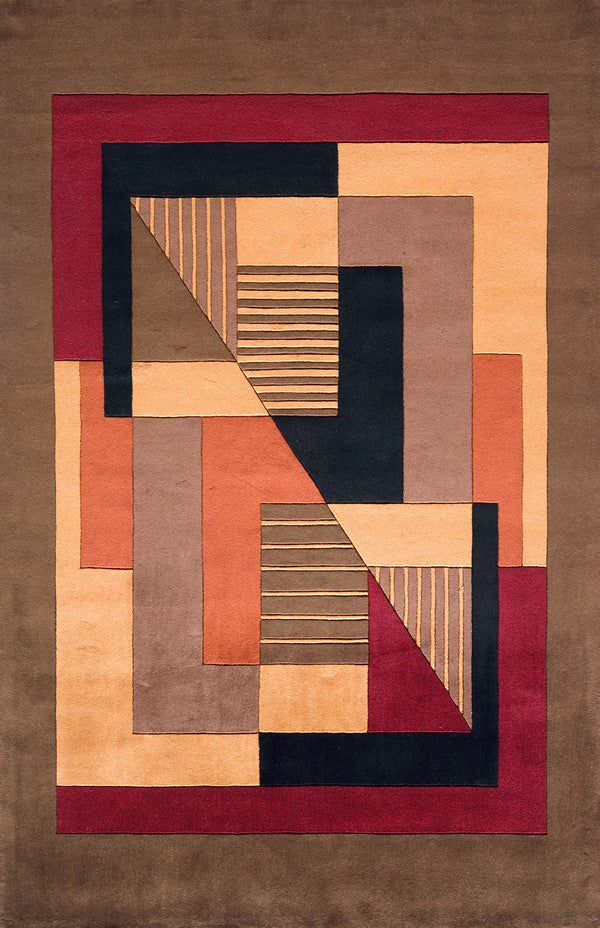 Momeni New Wave NW-06 Hand Tufted Contemporary Geometric Indoor Area Rug Pomegranate 9'6" x 13'6" NEWWANW-06POM96D6