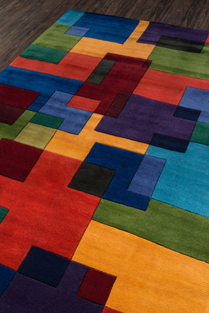 Momeni New Wave NW-49 Hand Tufted Contemporary Geometric Indoor Area Rug Multi 9'6" x 13'6" NEWWANW-49MTI96D6