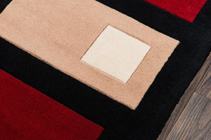 Momeni New Wave NW-50 Hand Tufted Contemporary Geometric Indoor Area Rug Black 9'6" x 13'6" NEWWANW-50BLK96D6