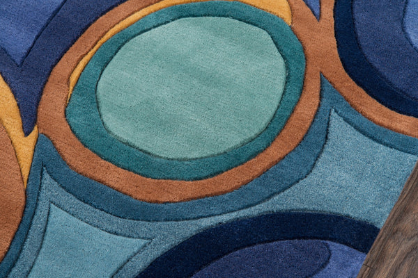 Momeni New Wave NW133 Hand Tufted Contemporary Geometric Indoor Area Rug Blue 9'6" x 13'6" NEWWANW133BLU96D6