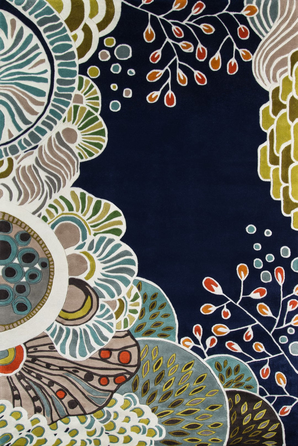 Momeni New Wave NW146 Hand Tufted Casual Floral Indoor Area Rug Navy 9'6" x 13'6" NEWWANW146NVY96D6