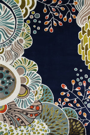 Momeni New Wave NW146 Hand Tufted Casual Floral Indoor Area Rug Navy 9'6" x 13'6" NEWWANW146NVY96D6