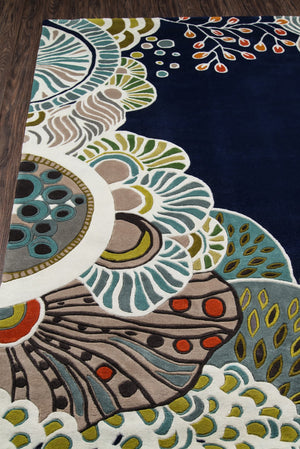 Momeni New Wave NW146 Hand Tufted Casual Floral Indoor Area Rug Navy 9'6" x 13'6" NEWWANW146NVY96D6