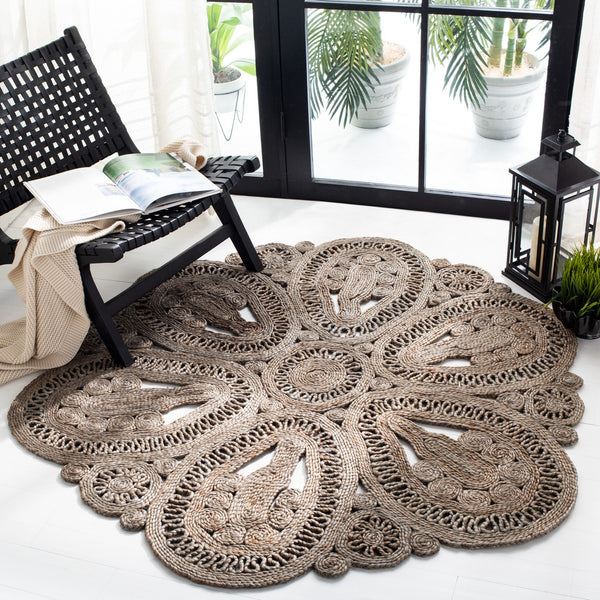 Natural Fiber 360 Contemporary Hand Woven 100% Jute Pile Rug Grey