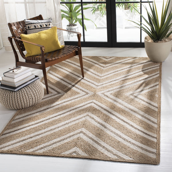 Safavieh Natural Fiber 886 Flat Weave Jute and Cotton with Latex Contemporary Rug NF886A-8