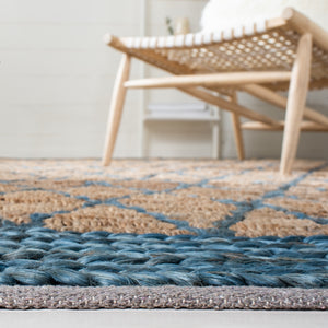 Natural Fiber 951 Hand Loomed 80% Jute, 20% Cotton Natural Fiber Rug Natural / Navy 80% Jute, 20% Cotton NF951N-5