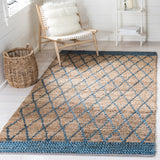 Natural Fiber 951 Hand Loomed 80% Jute, 20% Cotton Natural Fiber Rug Natural / Navy 80% Jute, 20% Cotton NF951N-5