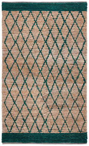 Natural Fiber 951 Hand Loomed 80% Jute, 20% Cotton Natural Fiber Rug Natural / Dark Green 80% Jute, 20% Cotton NF951X-5