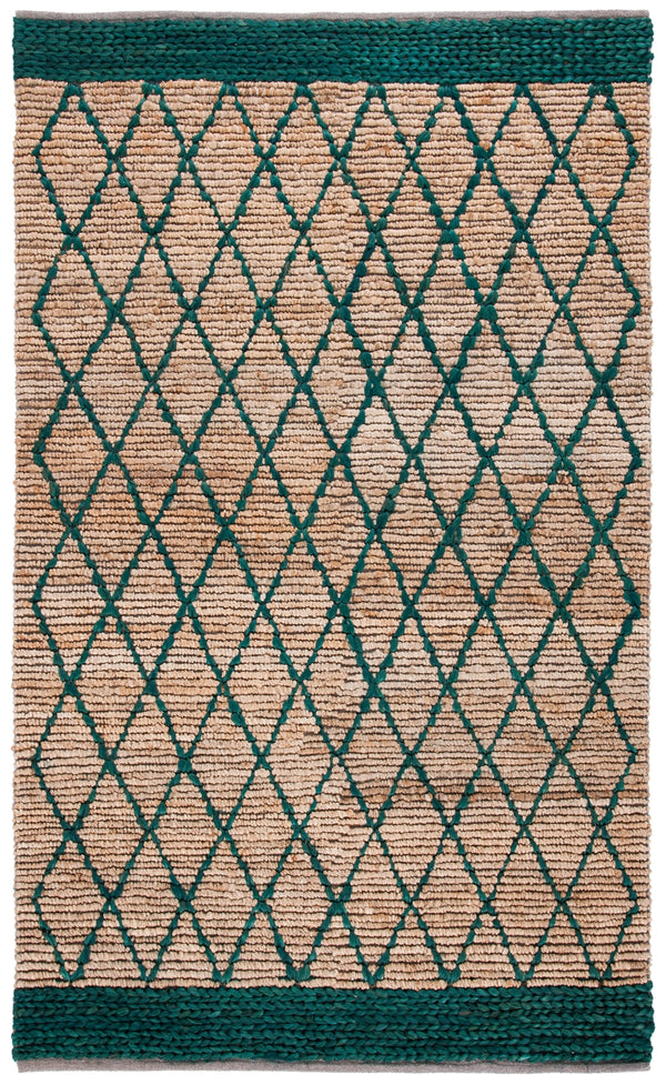 Natural Fiber 951 Hand Loomed 80% Jute, 20% Cotton Natural Fiber Rug Natural / Dark Green 80% Jute, 20% Cotton NF951X-5