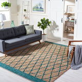 Natural Fiber 951 Hand Loomed 80% Jute, 20% Cotton Natural Fiber Rug Natural / Dark Green 80% Jute, 20% Cotton NF951X-8