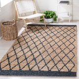 Natural Fiber 951 Hand Loomed 80% Jute, 20% Cotton Natural Fiber Rug Natural / Black 80% Jute, 20% Cotton NF951Z-5