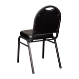 English Elm EE2318 Classic Commercial Grade Banquet Stack Chair Black Vinyl/Silver Vein Frame EEV-15641