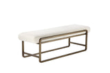 Shatana Home Nik Bench Brushed Brass And Ivory Boucle