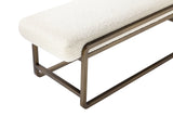 Shatana Home Nik Bench Brushed Brass And Ivory Boucle