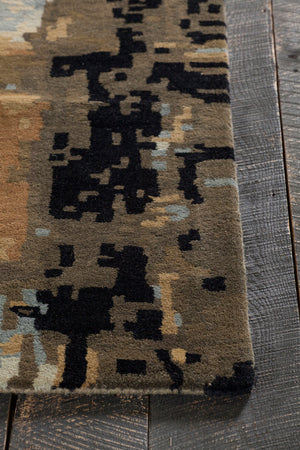 Chandra Rugs Nirvana 100% Wool Hand-Tufted Contemporary Rug Blue/Beige/Brown/Green/Black 9' x 13'