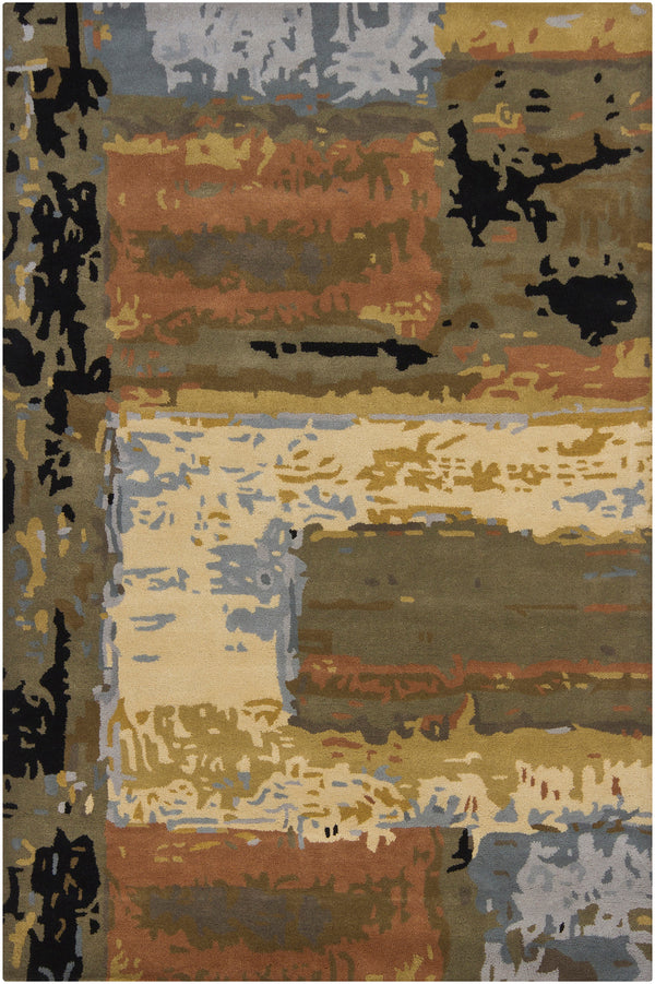 Chandra Rugs Nirvana 100% Wool Hand-Tufted Contemporary Rug Blue/Beige/Brown/Green/Black 9' x 13'