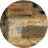 Chandra Rugs Nirvana 100% Wool Hand-Tufted Contemporary Rug Blue/Beige/Brown/Green/Black 7'9 Round