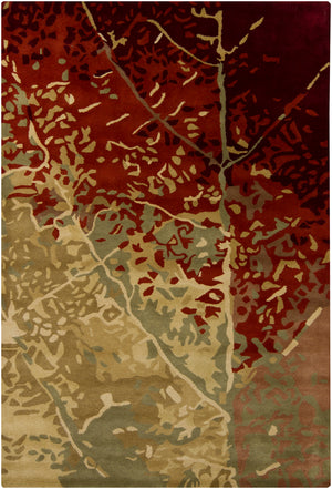 Chandra Rugs Nirvana 100% Wool Hand-Tufted Contemporary Rug Green/Red/Burgundy/Brown 9' x 13'