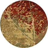 Chandra Rugs Nirvana 100% Wool Hand-Tufted Contemporary Rug Green/Red/Burgundy/Brown 7'9 Round