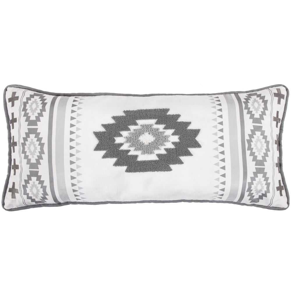 HiEnd Accents Free Spirit Gray Lumbar Pillow NL1836P7 Gray, White Shell: 100% polyester; Fill: 100% waterfowl feathers 15x35x3