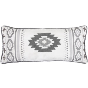 HiEnd Accents Free Spirit Gray Lumbar Pillow NL1836P7 Gray, White Shell: 100% polyester; Fill: 100% waterfowl feathers 15x35x3